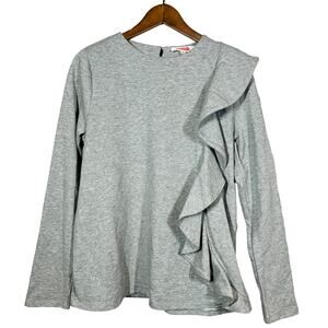 NEW! Mazik Ruffled Jersey Top Long Sleeve Casual Button Back - S